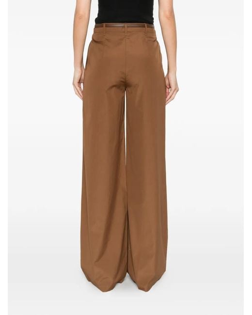Max Mara Brown Pantalon À Taille Ceinturée
