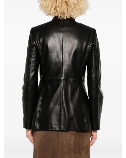 Nour Hammour Black Leather Blazer