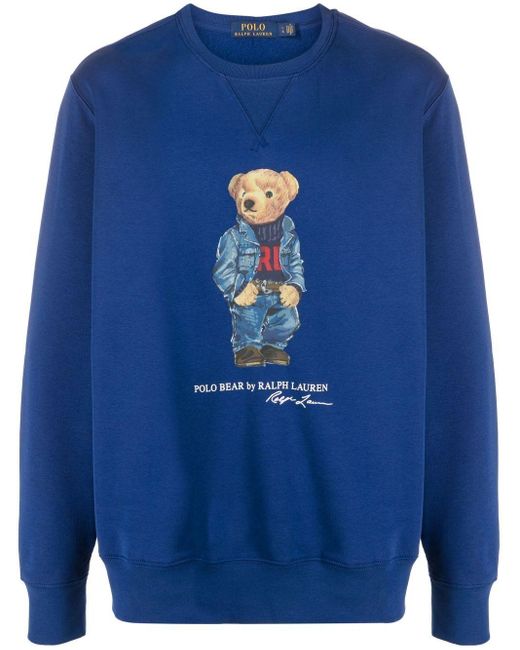 Polo Ralph Lauren Polo Bear Crew-neck Sweatshirt in Blue for Men | Lyst