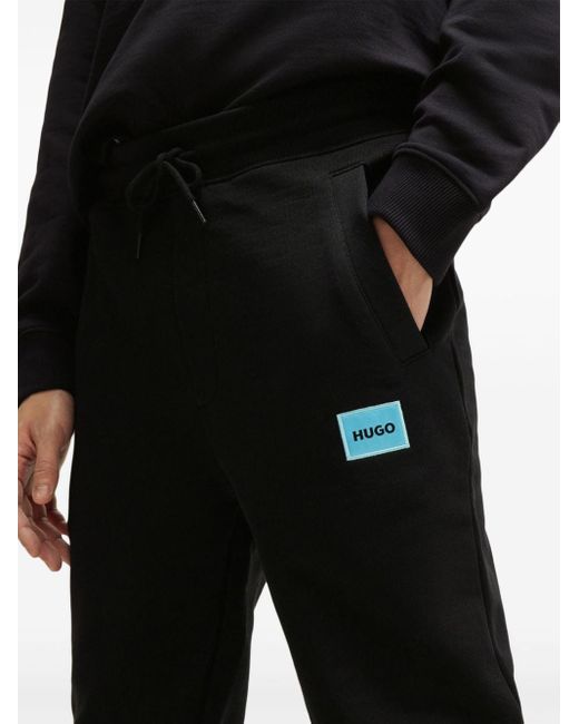 HUGO Black Logo-tag Track Pants for men