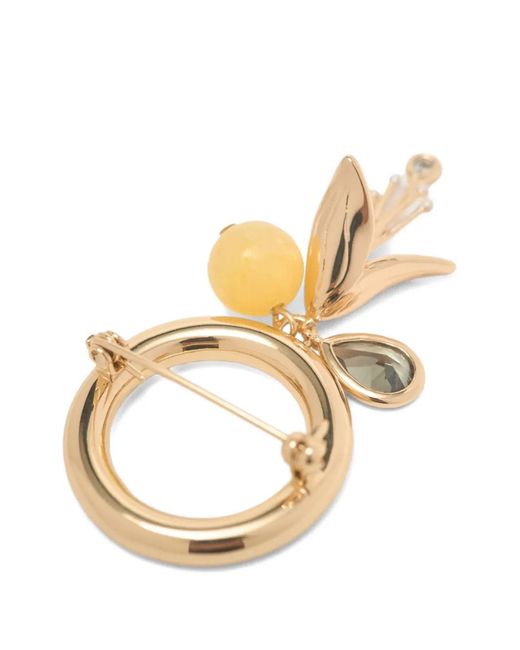 Maje Metallic Ring Brooch With Detail