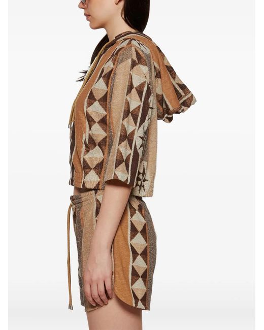 Loewe Brown Geometric-Pattern Hoodie