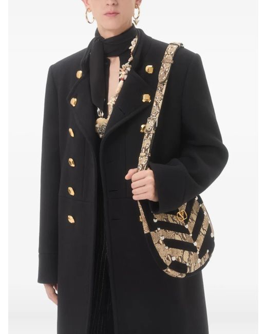 Valentino Garavani Black Crepe De Chine Silk Shirt With Scarf Collar for men
