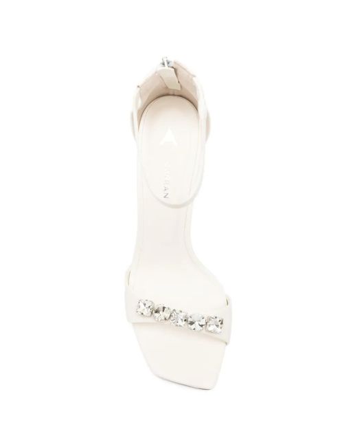 Carrano White Rhinestone Ankle-Strap Sandals