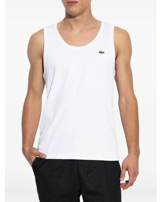 Lacoste White Ribbed-Knit Top for men