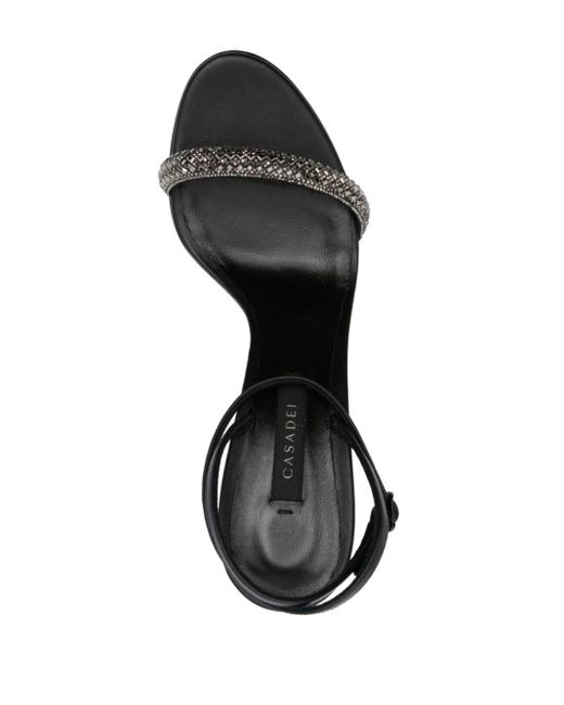 Casadei White 85mm Rhinestone-embellished Sandals