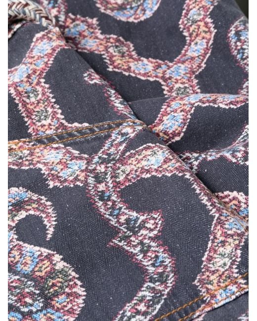 Etro Blue Tapered Trousers With Print
