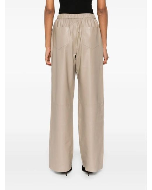 Simonetta Ravizza Natural Sheepskin Elasticated Tapered Trousers