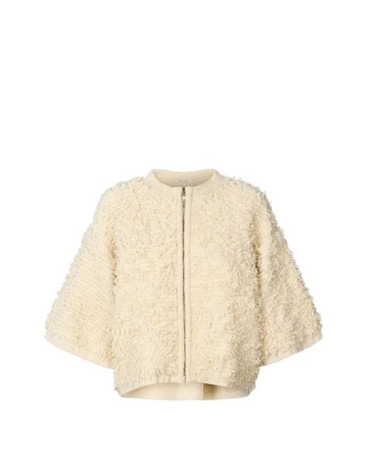 Rabens Saloner Natural Alice Zip Cardigan