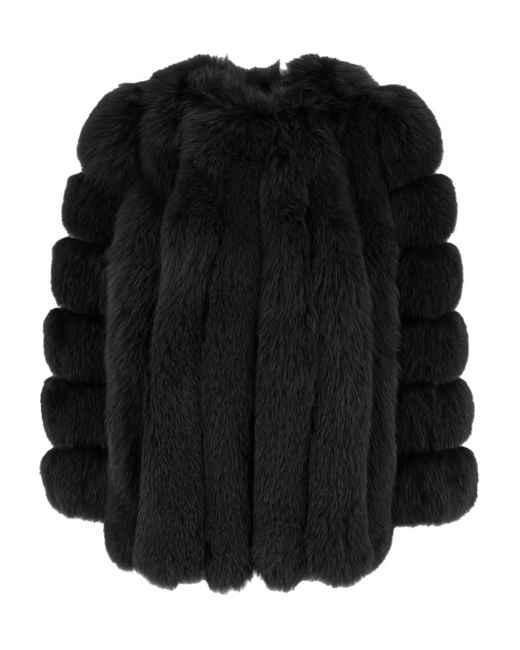 OLIVIA V. Black Fur Panelled Jacket