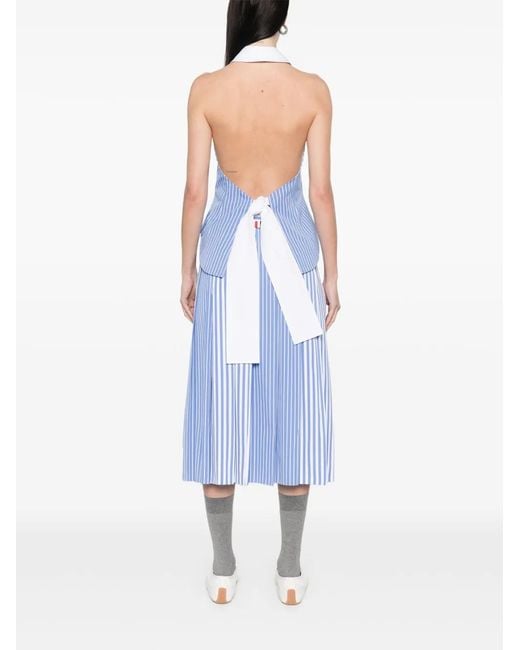 Thom Browne Blue Pinstriped Halter Top