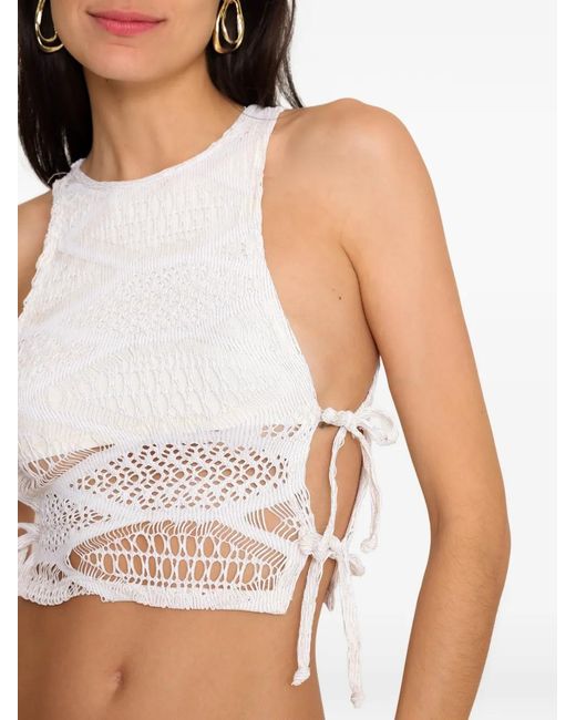 Amir Slama White X Jade Picon Knitted Tie Tank Top