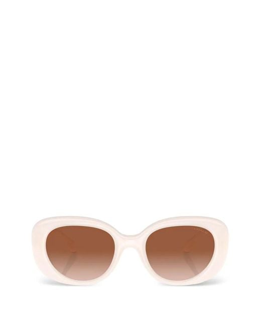 COACH White Logo-Plaque Oval-Frame Sunglasses