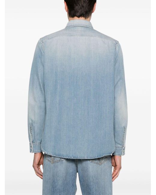 Chemise en jean à boutons pression Saint Laurent pour homme en coloris Blue