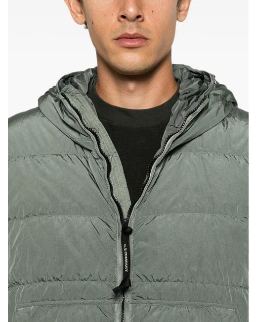 C P Company Green Quilted Hooded Jacket for men