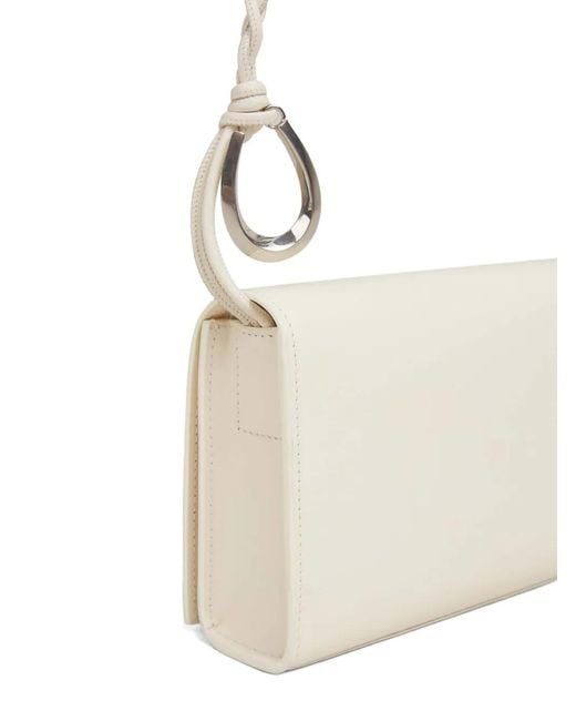 Jil Sander White Mini Knotted Cross Body Bag