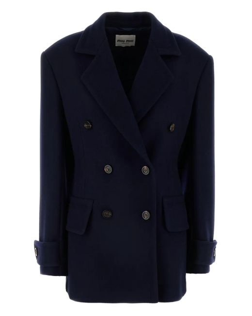 Miu Miu Blue Double-Breasted Coat