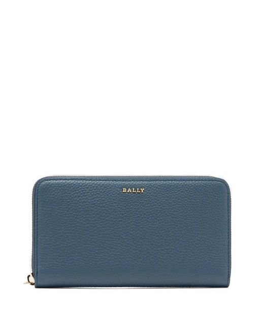 Bally Blue Grained Zip-Around Wallet