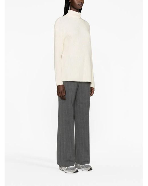 P.A.R.O.S.H. White Roll-Neck Waffle-Knit Jumper
