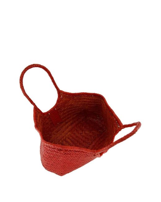 Dragon Diffusion Red Herringbone Leather Tote Bag