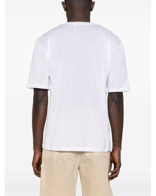 Laneus White Plain Cotton T-shirt for men
