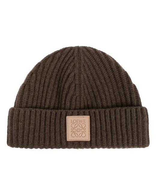 Berretto A Coste Con Applicazione Anagram di Loewe in Brown