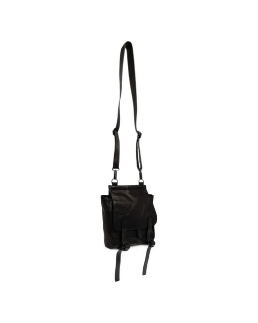 Yohji Yamamoto Black Buckle-Detail Leather Shoulder Bag for men