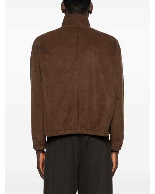 Auralee Brown Half-Zip Fleece Sweatshirt for men