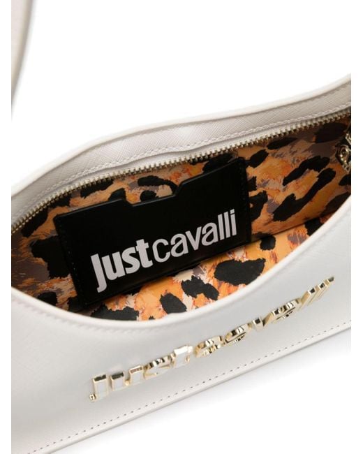 Just Cavalli White Schultertasche mit Logo-Schild