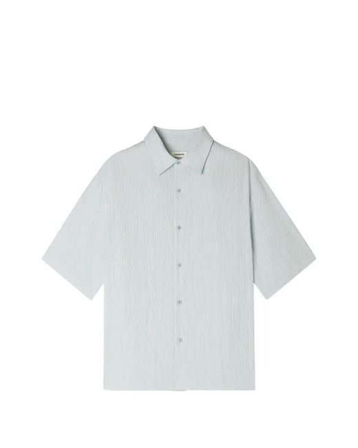Sandro Gray Crinkled-Effect Shirt With Shark Collar for men