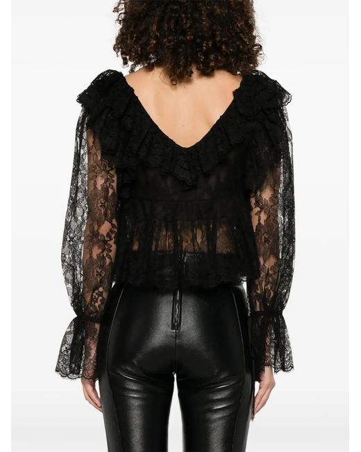 Chloé Black V-Neck Lace Crop Top