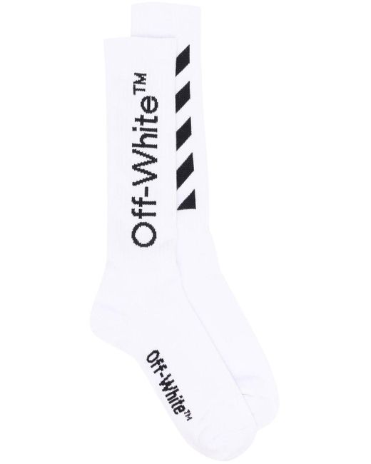 Off-White c/o Virgil Abloh Cotton Helvetica Logo Long Socks in White ...