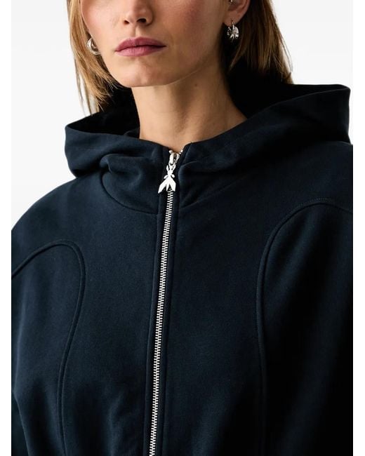 Patrizia Pepe Blue Zip-Up Cropped Hoodie