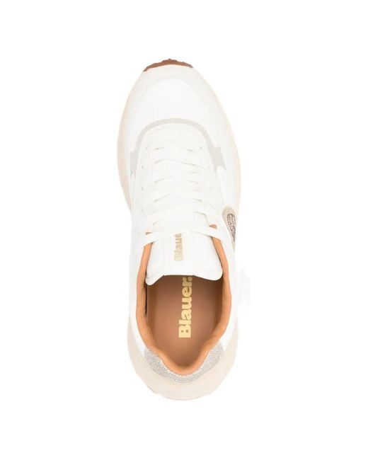 Blauer White Logo-Plaque Leather Sneakers