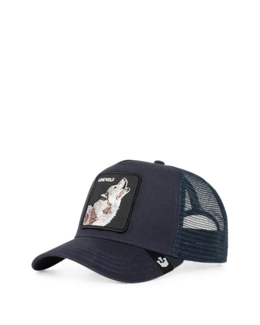 Goorin Bros Blue Lone Wolf Logo-Patch Mesh-Panel Cap for men