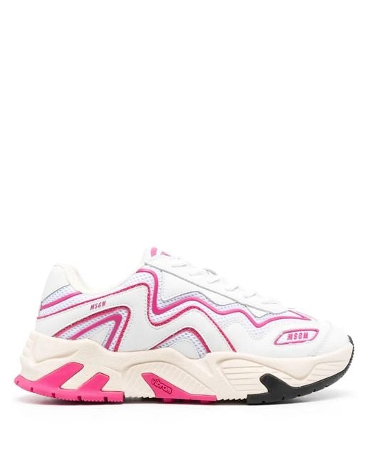 MSGM Pink Panelled Low-Top Sneakers