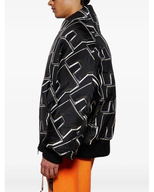 RRR123 Black Abstract-Pattern Print Jacket for men