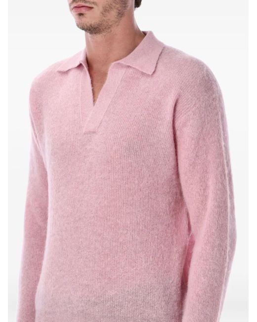 Auralee Pink Collared Knitwear for men