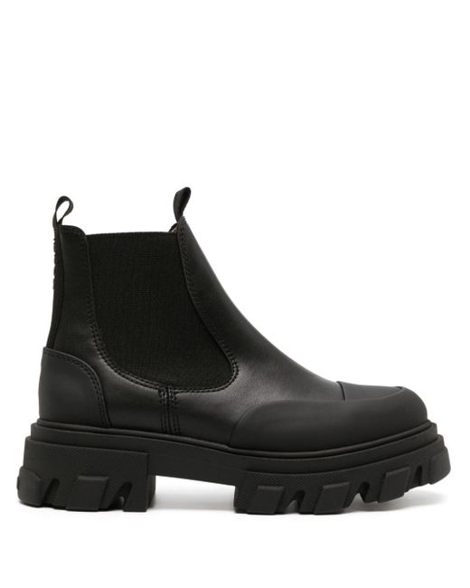 Ganni Black Chelsea Low Leather Boots