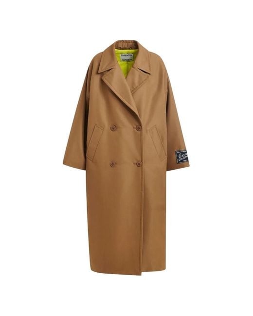 Essentiel Antwerp Natural Logo-Patch Double-Breasted Coat
