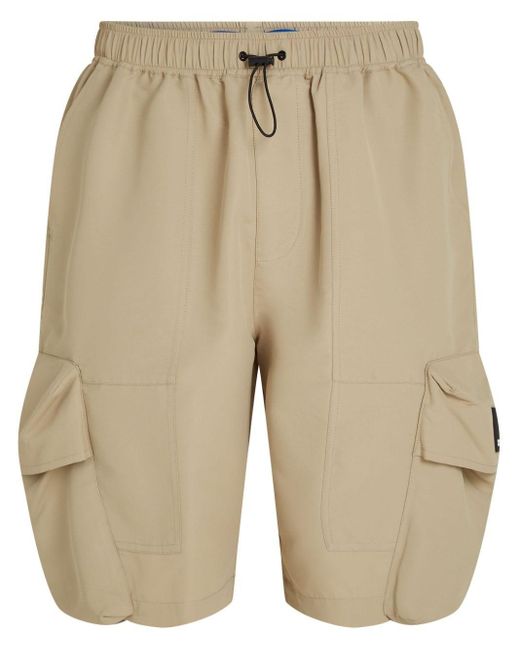 Karl Lagerfeld Natural Logo-appliqué Cargo Shorts for men