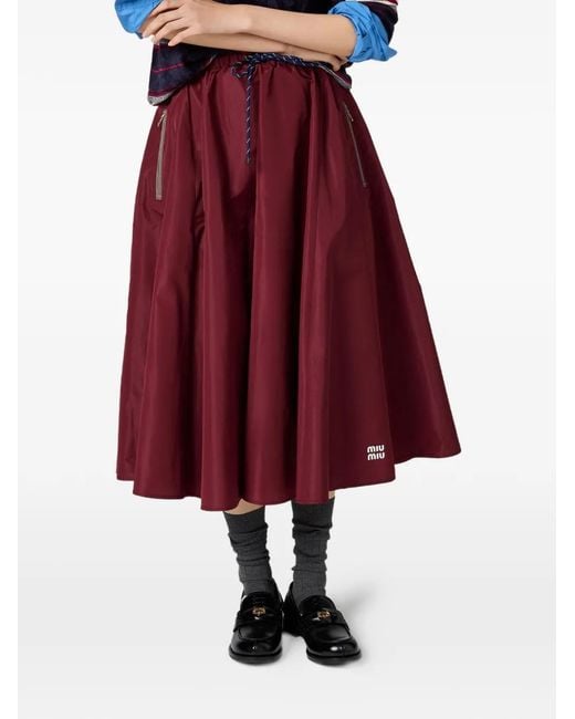 Miu Miu Red Technical Fabric Skirt