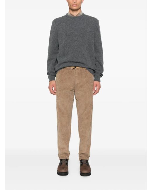 White Sand Natural Drawstring Corduroy Trousers for men