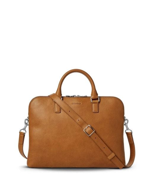 Shinola Brown Leather Briefcase for men