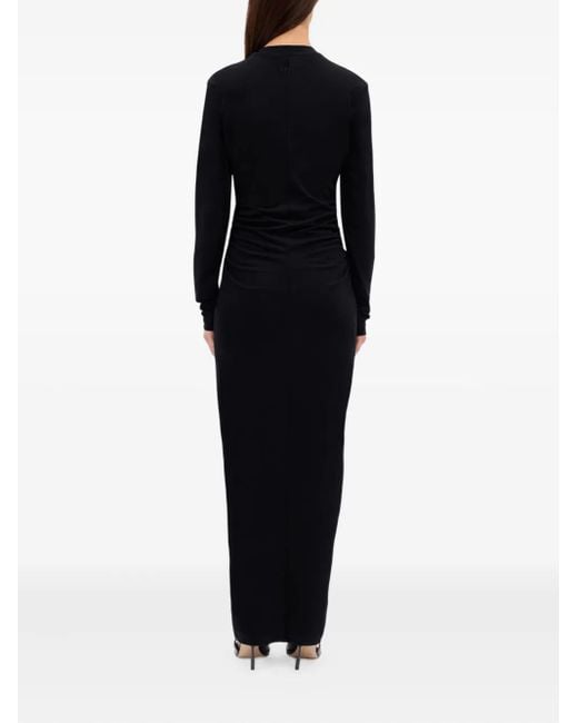 MSGM Zip-front Gathered Maxi Dress Black