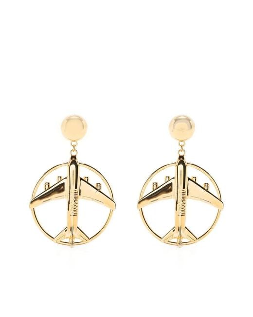 Moschino Metallic Aeroplane Drop Earrings