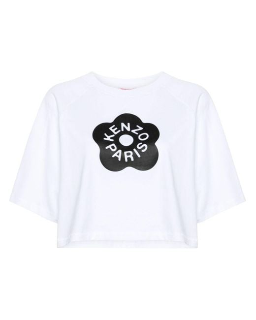 KENZO Cropped T-shirt Met Bloemenprint in het White