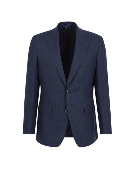 Atelier Munro Blue Tailored Linen Suit for men