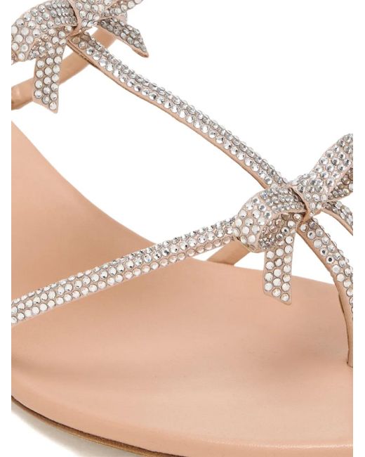 Rene Caovilla White Caterina Crystal Bow Sandals