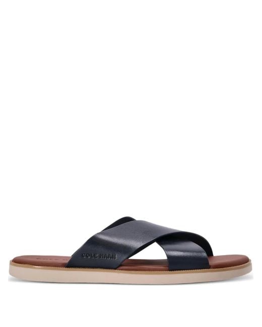 Cole Haan Blue Cross-Strap Leather Sandals for men